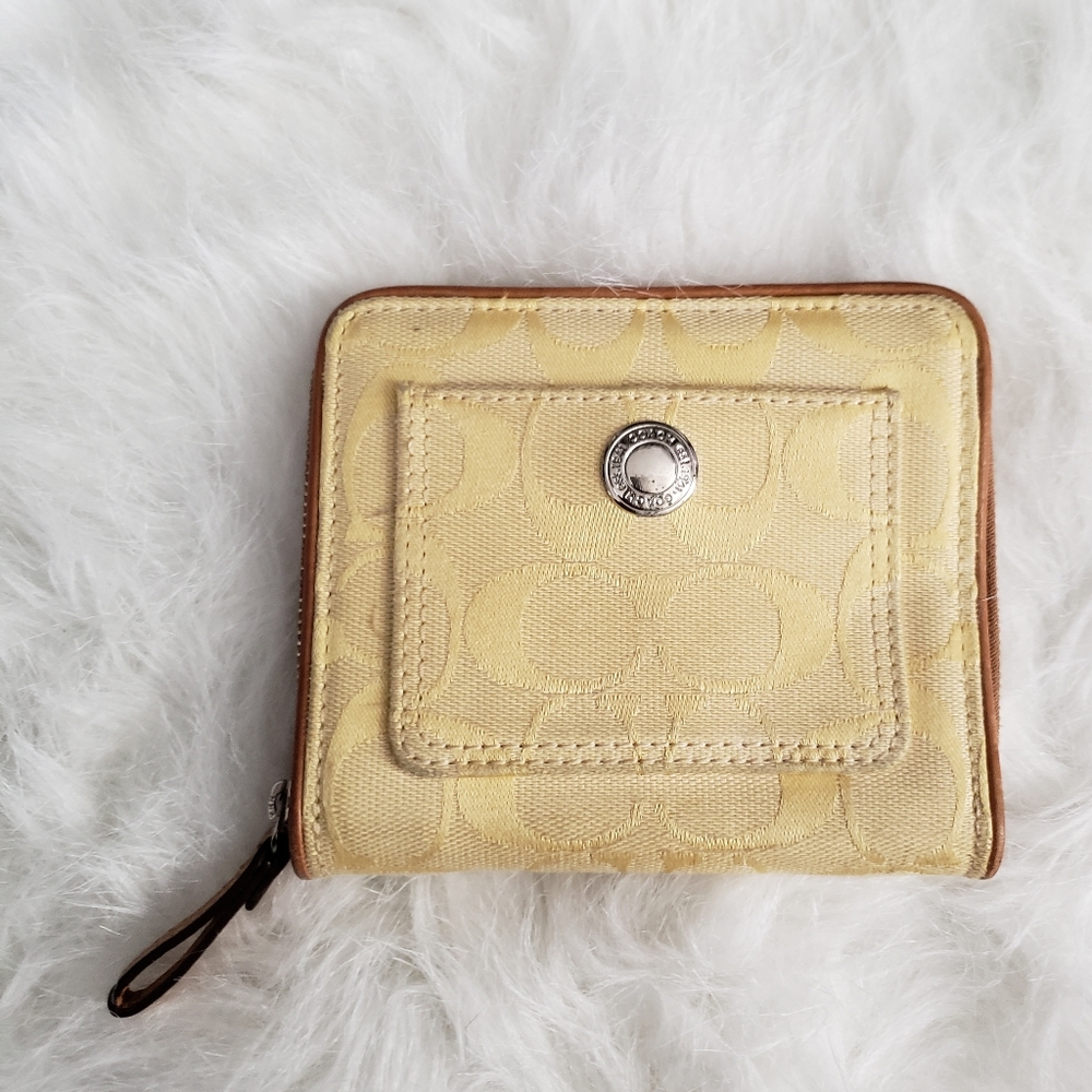 Coach signature zip around wallet
